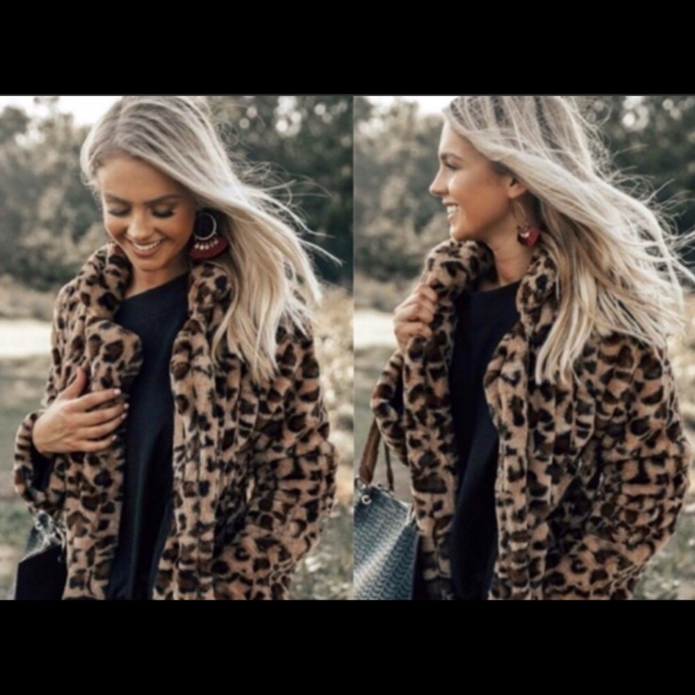 Faux Fur Leopard Print Jacket